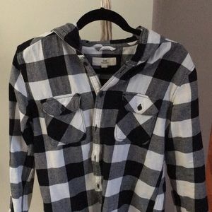 Flannel black and white checkered shirt